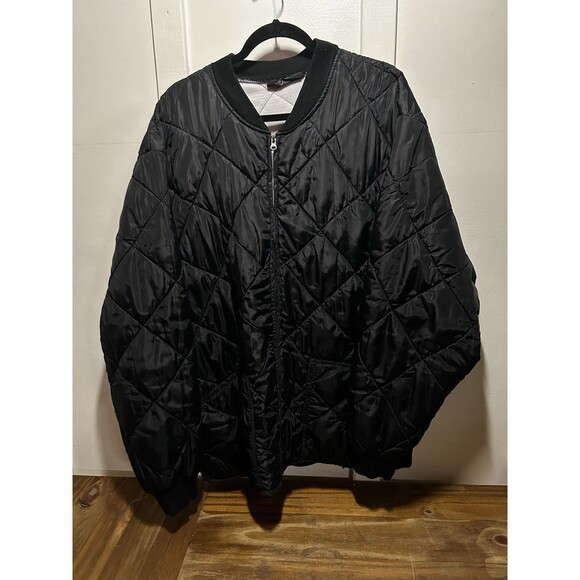 Vintage Delf USA Y2K Black Quilted Bomber Jacket Men’s Size 2xl Full Zip - Picture 1 of 9
